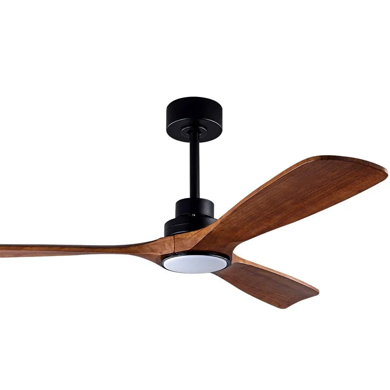 Modern Wood Ceiling Fan with LED Light Remote for Living Spaces