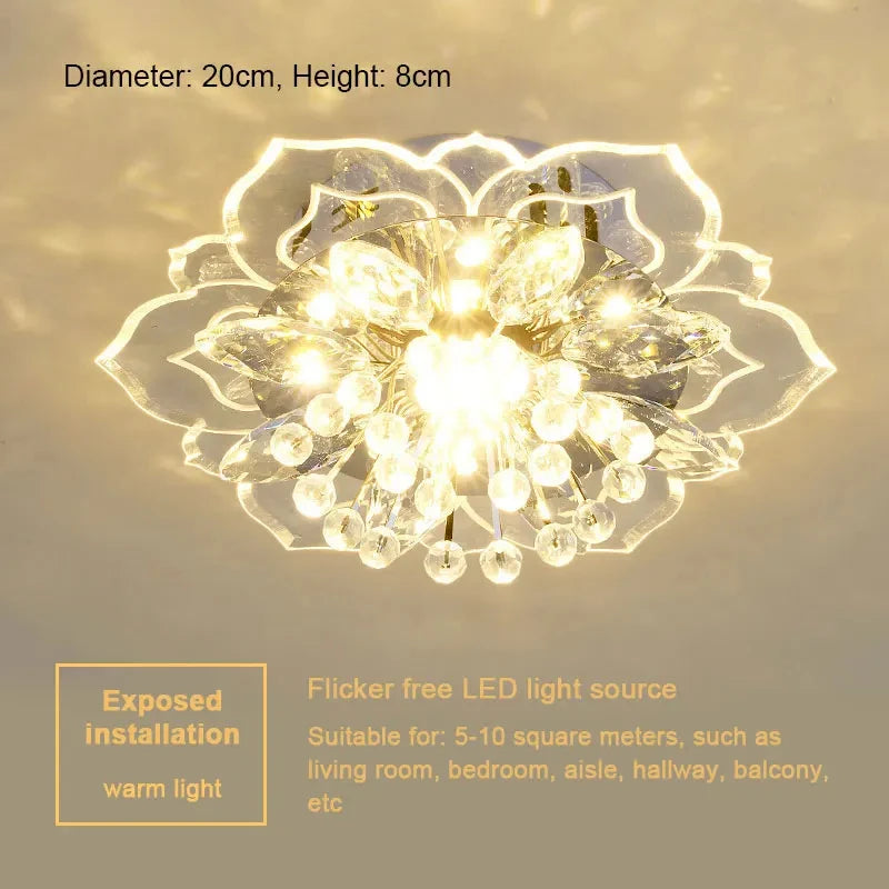 Floral Crystal LED Flush Mount Ceiling Light for Hallways and Living Rooms