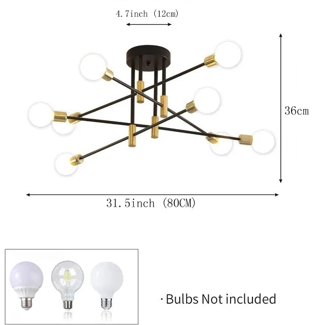 Industrial Wrought Iron Ceiling Chandelier for Modern Living Room Interiors