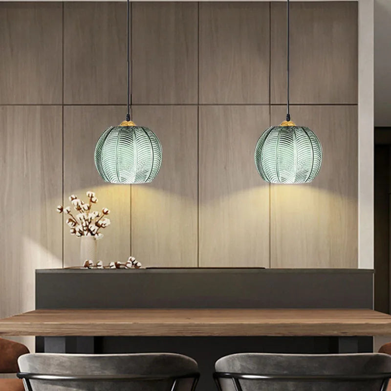 Nordic Glass Pendant Light with Leaf Pattern for Dining Rooms and Hotels