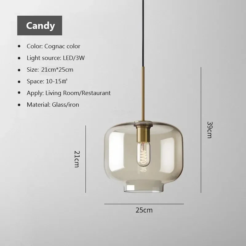 Nordic Glass Pendant Chandelier for Modern Dining Rooms and Cafes