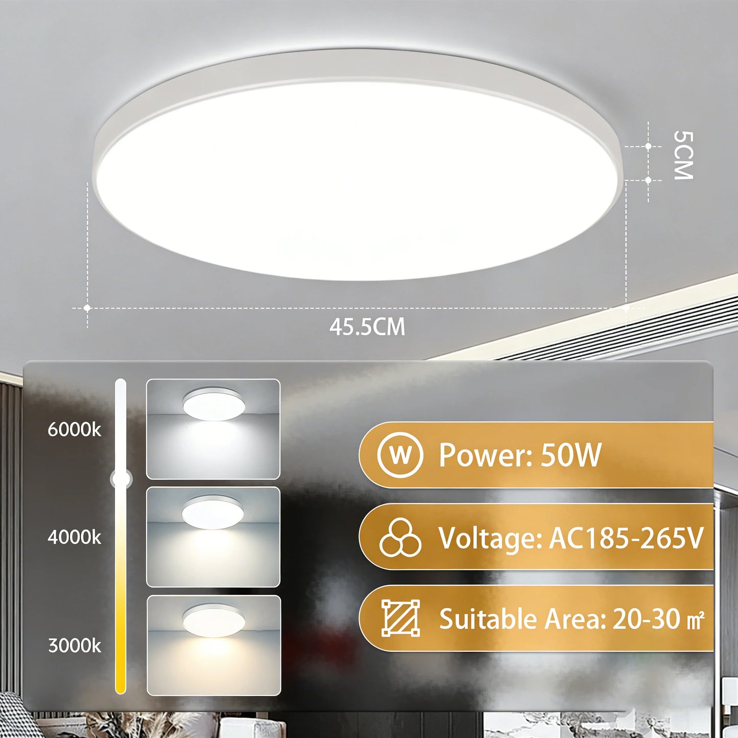 Modern Ultra-Thin LED Ceiling Light for Contemporary Bedrooms and Kitchens