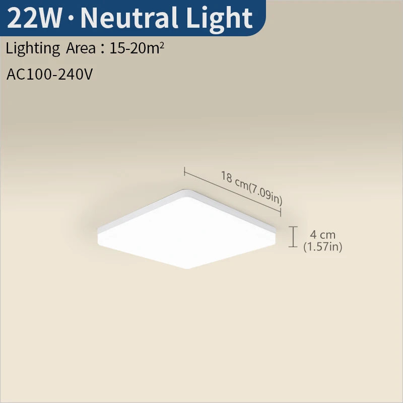 Modern Square LED Ceiling Light for Contemporary Bedrooms and Living Spaces