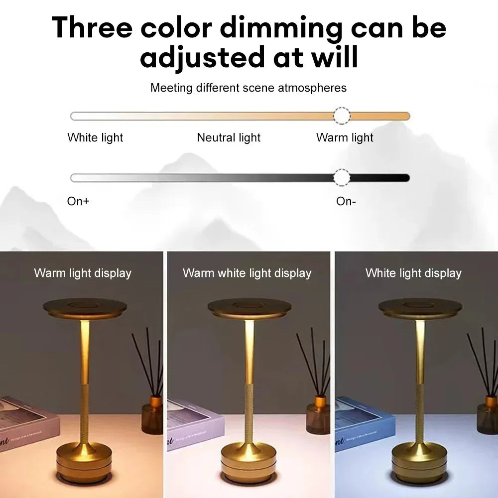 Portable Retro Rechargeable LED Table Lamp for Cafes and Bedside Tables
