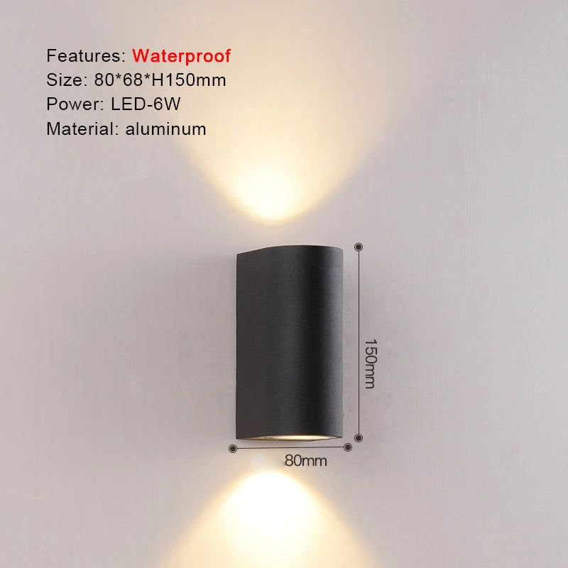Modern Aluminum Waterproof LED Wall Sconce for Outdoor Patios and Gardens