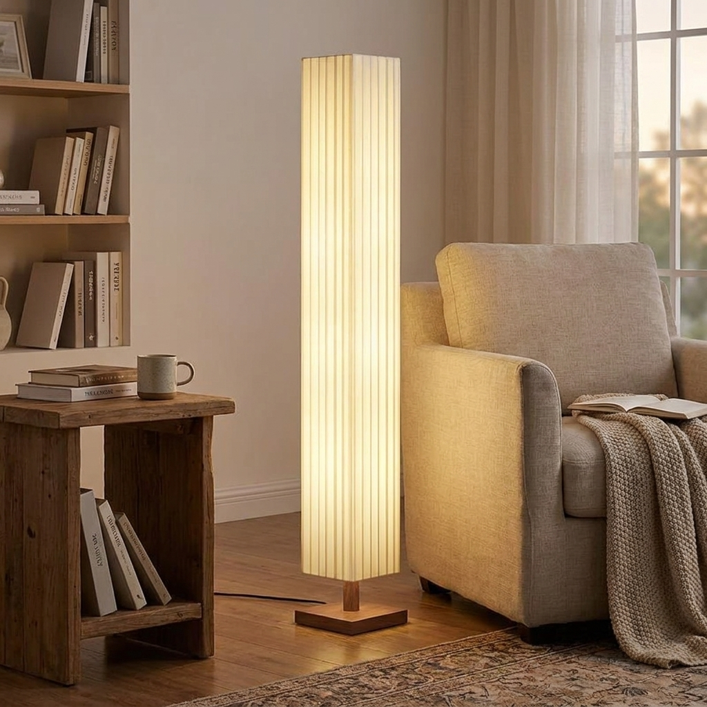 Modern Fabric and Wood Floor Lamp lifestyle