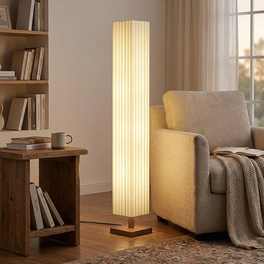 Modern Fabric and Wood Floor Lamp lifestyle