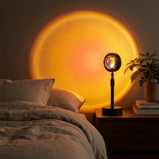Smart RGB Sunset Projection Lamp lifestyle no cat