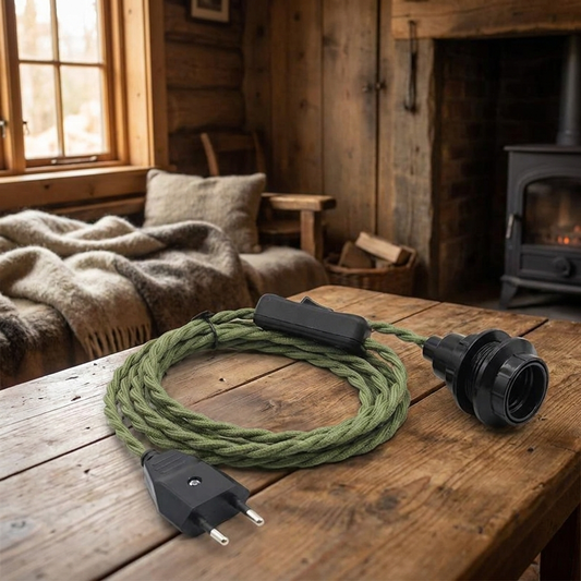 Vintage Twisted Fabric Cord Pendant Light lifestyle