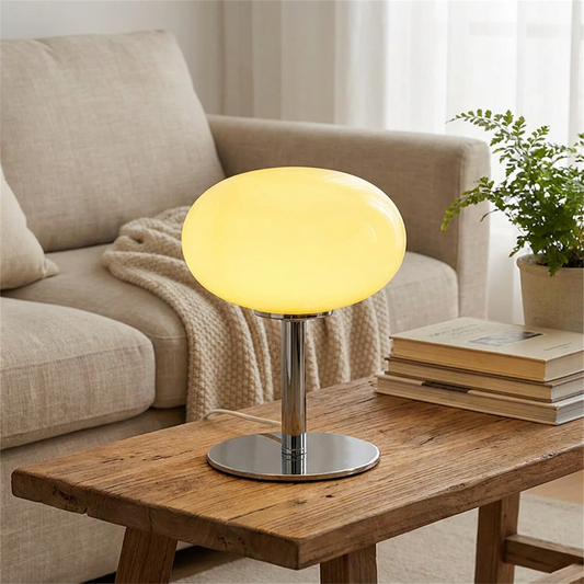 Retro Cream Glass Table Lamp lifestyle