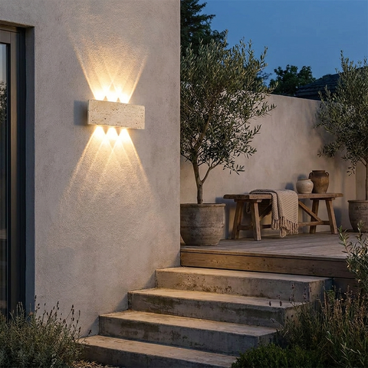 Wabi-Sabi Stone Outdoor Wall Sconce for Garden and Patio Lighting