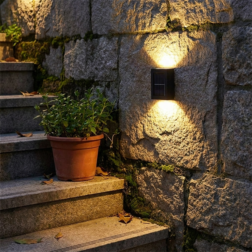 Modern Solar LED Outdoor Wall Light with Motion Sensor for Garden Security