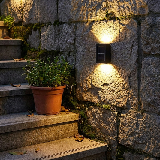 Modern Solar LED Outdoor Wall Light with Motion Sensor for Garden Security