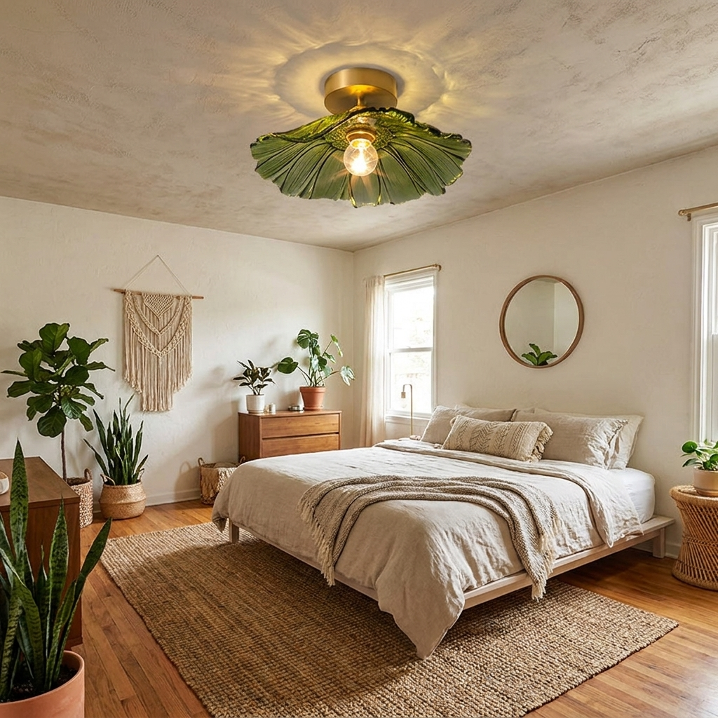 Vintage Floral Glass Pendant Light