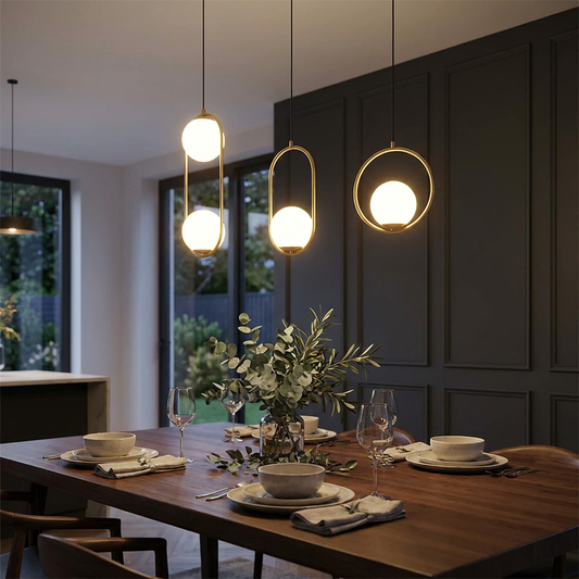 Nordic Glass Globe Pendant Light in Brass