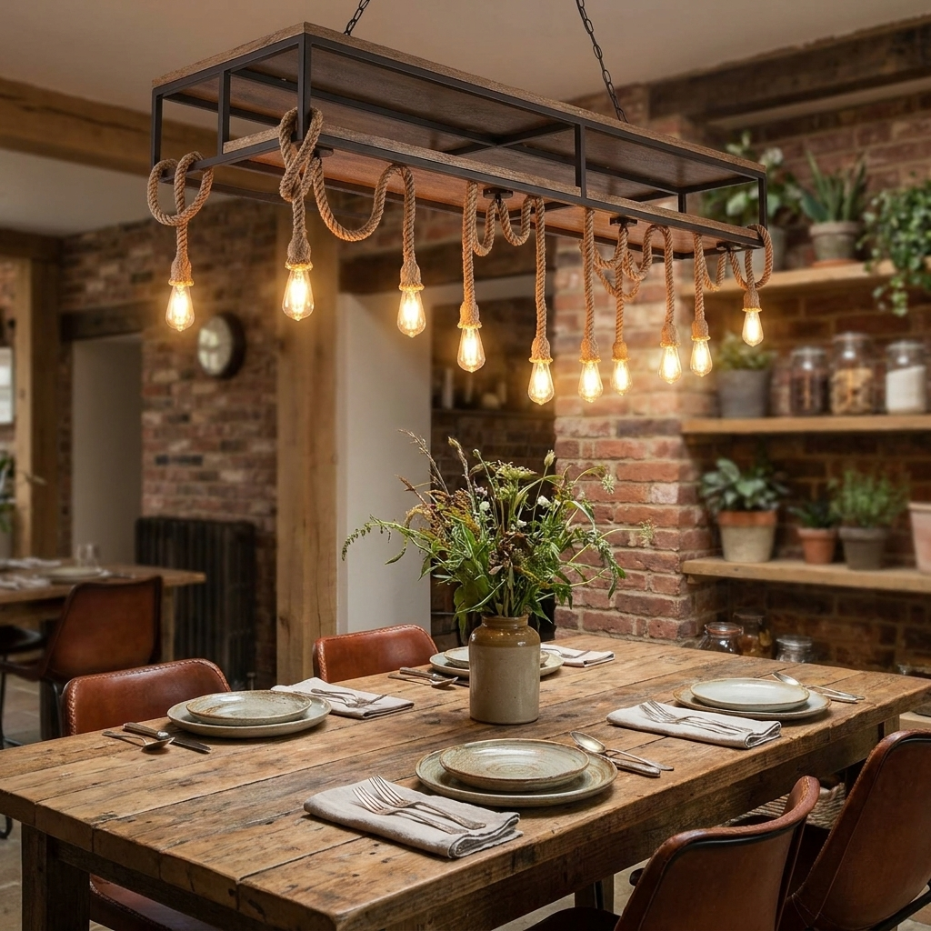 Vintage Hemp Rope Pendant Light for Industrial Cafe and Home Decor