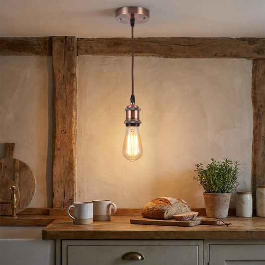Vintage Copper Pendant Light Socket for Industrial Home and Cafe Decor