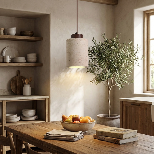 Modern Travertine Stone Pendant Light for Kitchen Islands and Dining Rooms