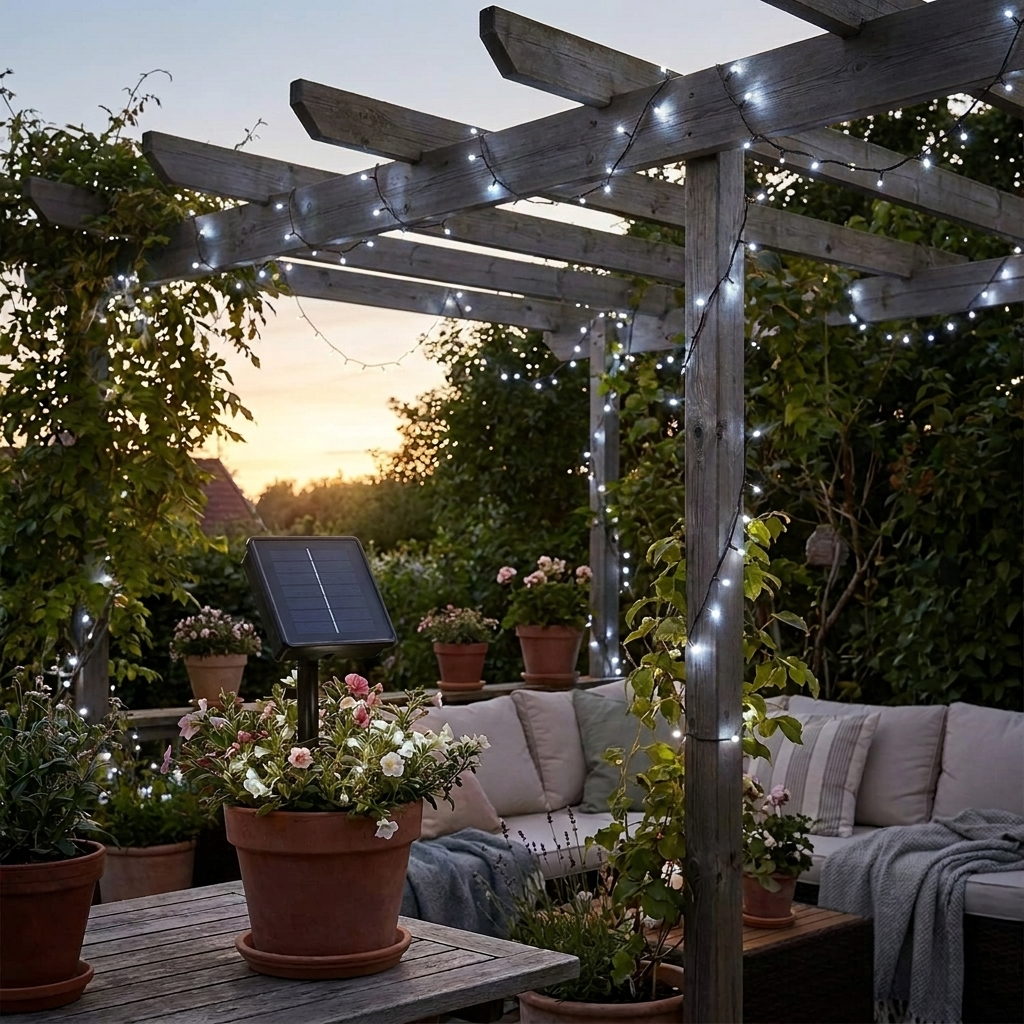 Wasserdichte LED Solar Lichterkette - weißes Licht
