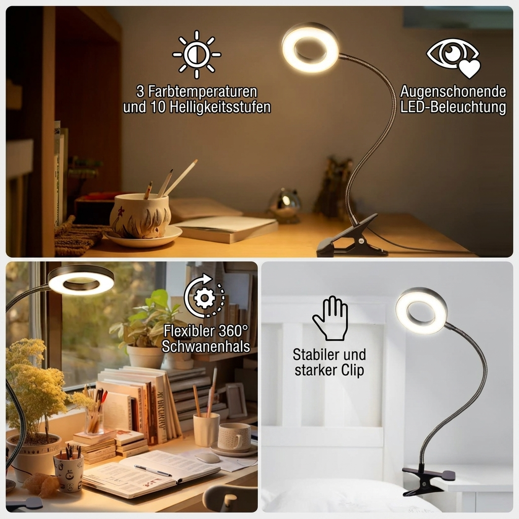 LED Klemm-Schreibtischlampe - Produktdetails (DE)