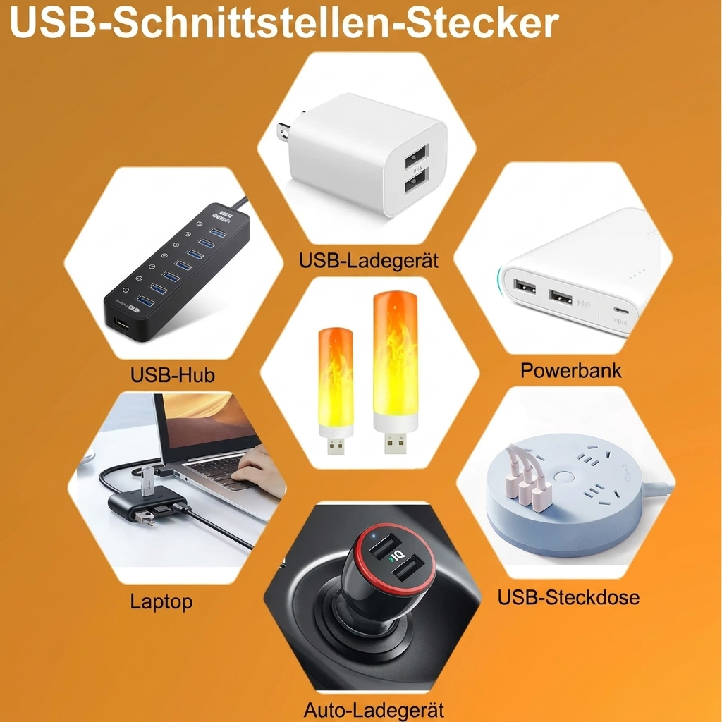 LED Flammeneffekt Tischlampe - Maße und Spezifikationen (DE)