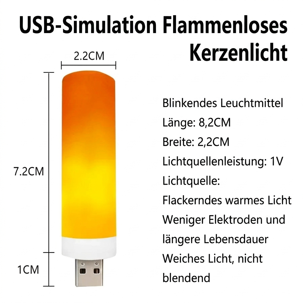 LED Flammeneffekt Tischlampe - USB-Anschlüsse (DE)