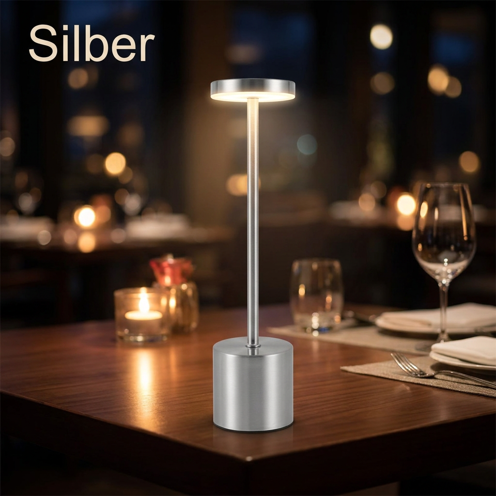 Akku-Tischlampe Variante Silber - Lifestyle