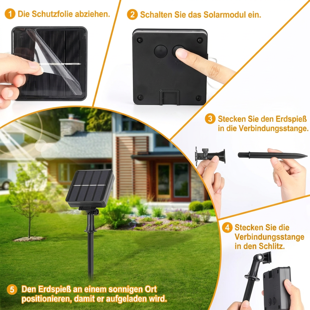 Wasserdichte LED Solar Lichterkette - Detailbild (DE)